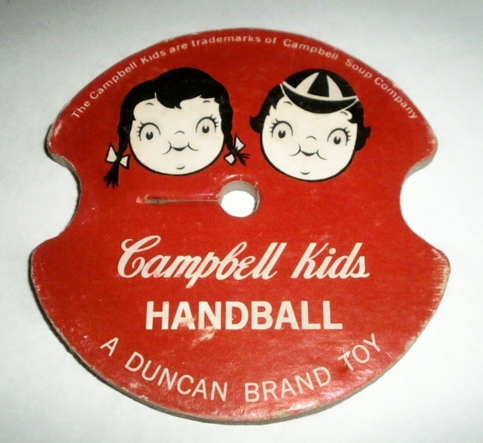 Vintage Campbell Soup Kids Duncan Handball Paddle Ball Advertising Toy