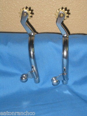 Pair Roping Spurs Nickle Plated 1/2 Band Brass Rowel