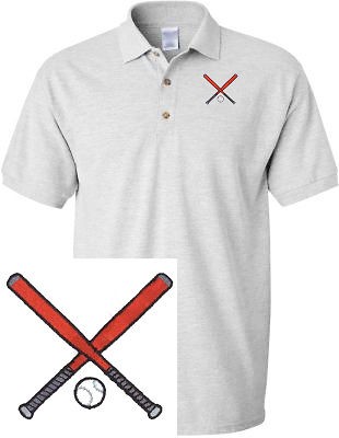 Softball Bats & Ball Sports Soccer Golf Embroidered Embroidery Polo 