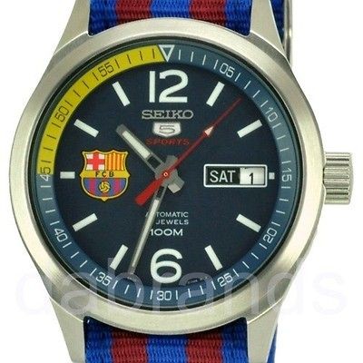 Seiko 5 Sport FC Barcelona Blue Dial Automatic WR100M Watch SRP303 