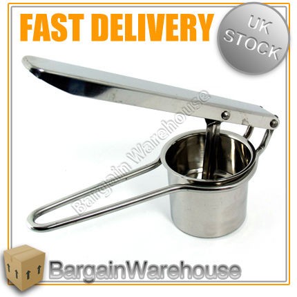 Stainless Steel Chrome Hand Held Potato Masher Ricer Fruit Juice Press 