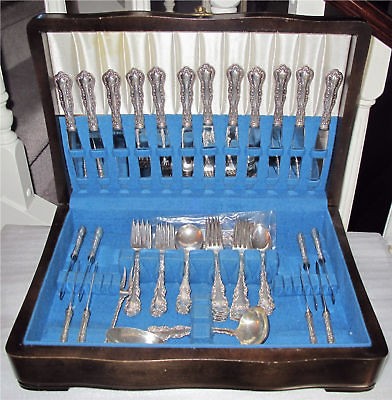 BIRKS STERLING SILVER FLATWARE LOUIS XV FOR 8+, BOX 64 PIECES