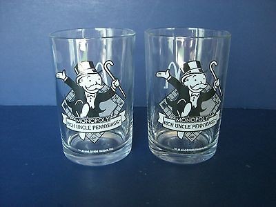 McDonalds Monopoly Rich Uncle Pennybags Glasses   set of 2