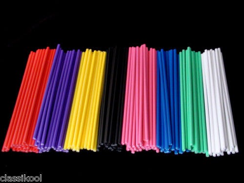 50 PLASTIC 7.5 INCH CAKE POP BALL CUPCAKE COLOUR STICKS