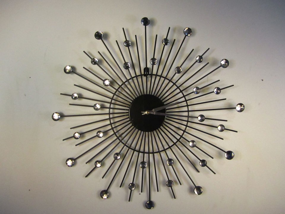 Bling Sunburst Metal Wire Wall Clock 22.5 Round