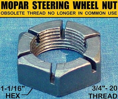 NOS OLD MOPAR STEERING WHEEL, AXLE NUT 1950s OBSOLETE 3/4 20 