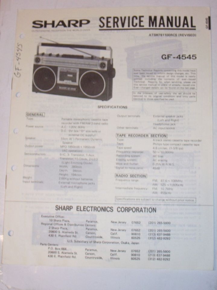 sharp gf in Portable Stereos, Boomboxes