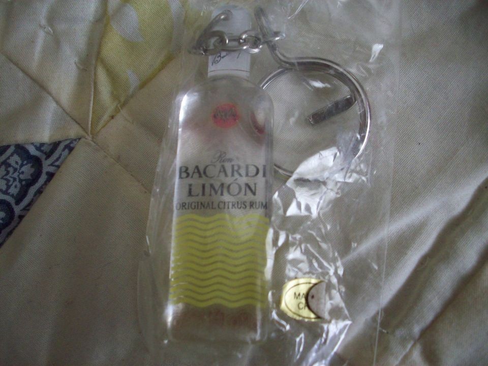 Bacardi Lemon Miniature Rum Bottle Keychain *