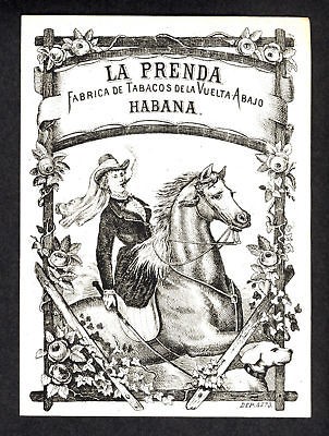 Sidesaddle Woman on Horse Vintage 1860s Cuban Cigar Label