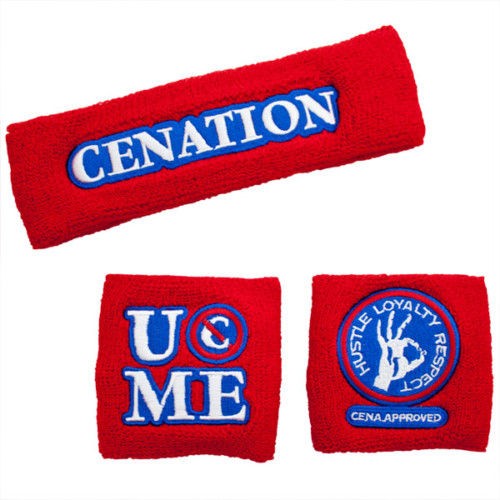 WWE John Cena Persevere Sweatband Set Red New