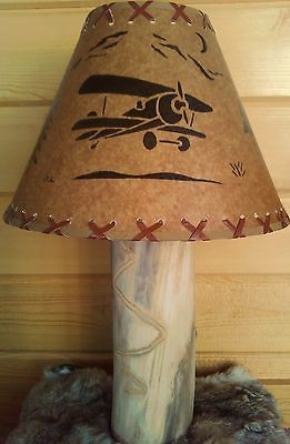 AIRPLANE LAMP* NEW PILOT ALASKA VINTAGE RUSTIC BI PLANE LOG 