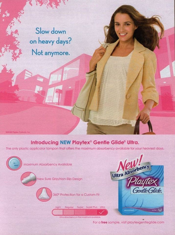 PLAYTEX TAMPONS    2008 Magazine Print Ad /gm