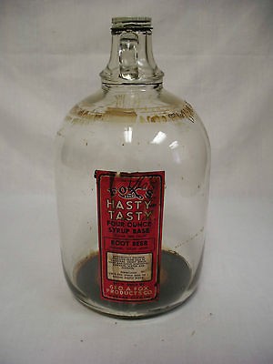   FOXS SODA FOUNTAIN HASTY TASTY ROOT BEER SYRUP JUG/BOTTLE GEORGE FOX