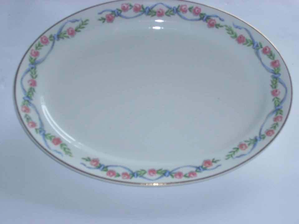 Vintage HALL Superior CHINA WILDFIRE Serving PLATTER RARE pink rose 