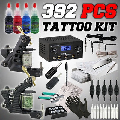 New PRO Complete Tattoo Kit 2 Guns 4 Color USA Inks Digital Power 