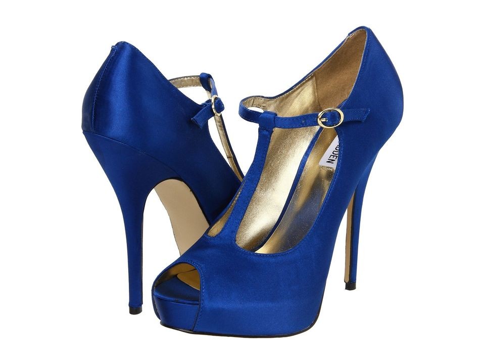   Geaa BLUE Platform Shoes Dress Pumps Heels T Strap Wedding Bridal