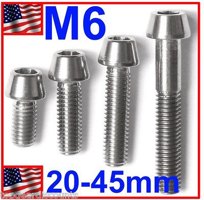   Ti Grade 5 M6x 20 25 30 40 45 mm Taper Head Bolt Screw Set Pro Bike