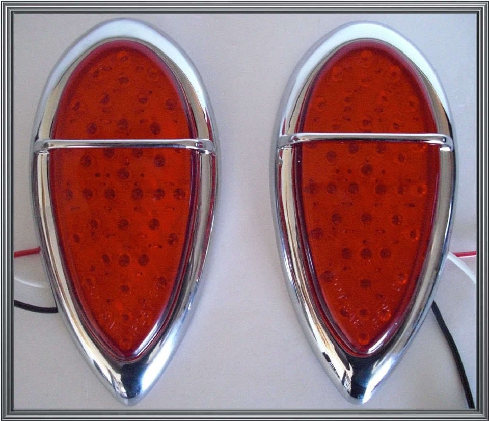 Ford 39 Red LED Tail Brake or Turn Signal Light w/ Chrome Metal 