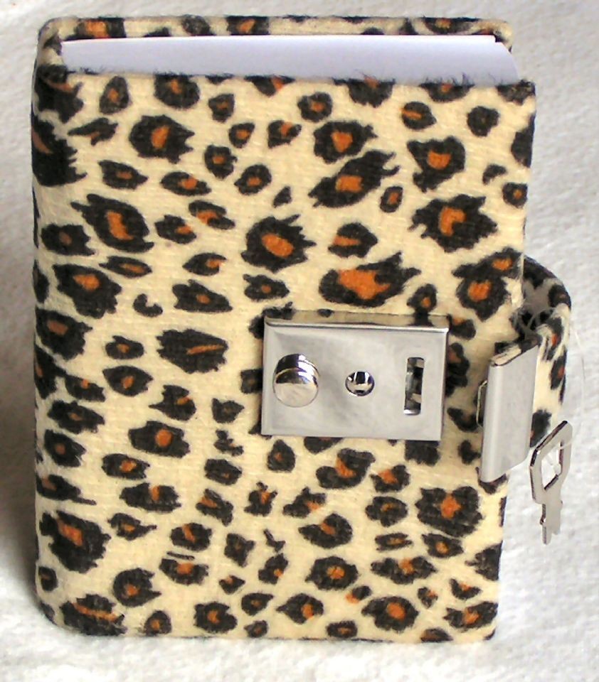 Teen Locking Diary ANIMAL PRINT Personal Journal, Lock and Key   BROWN 