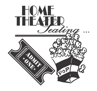 Home Theater Popcorn and Ticket DecalVinyl Decal Sticker Home 