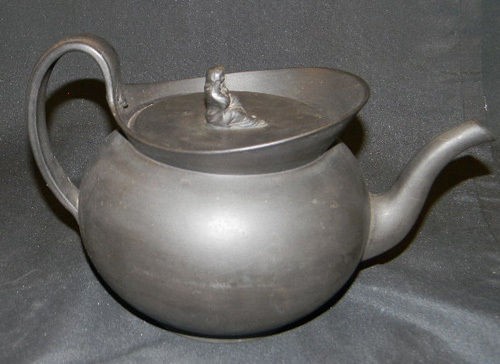 ANTIQUE 1800 WEDGWOOD 6 BASALT TEAPOT W WIDOW ON LID