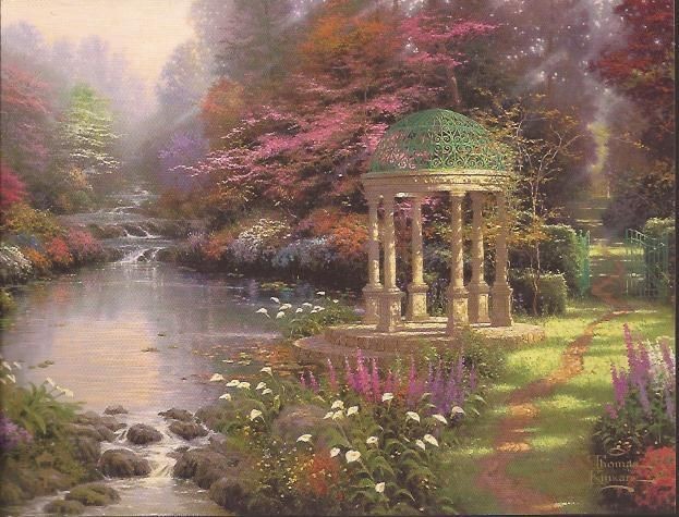 Thomas Kinkade THE GARDEN OF PRAYER Postcard NEW