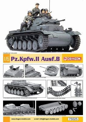 DRAGON   1/6 SCALE WWII GERMAN TANK KIT UNASSEMBLED PZ.KPFW II AUSF.B