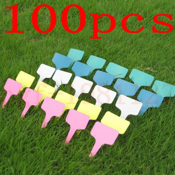 100pcs Plastic Plant Tags Markers Blank Pot Labels T type 100mm x60mm