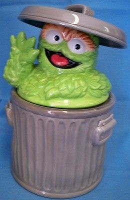 Jim Henson Muppets Oscar the Grouch Cookie Jar Garbage Can & Lid on ...