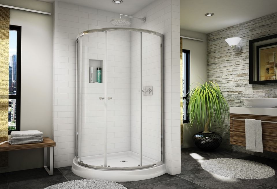   32 x 32 BANYO AMALFI 4 ARC 1/4 CORNER SLIDING SHOWER DOOR ENCLOSURE