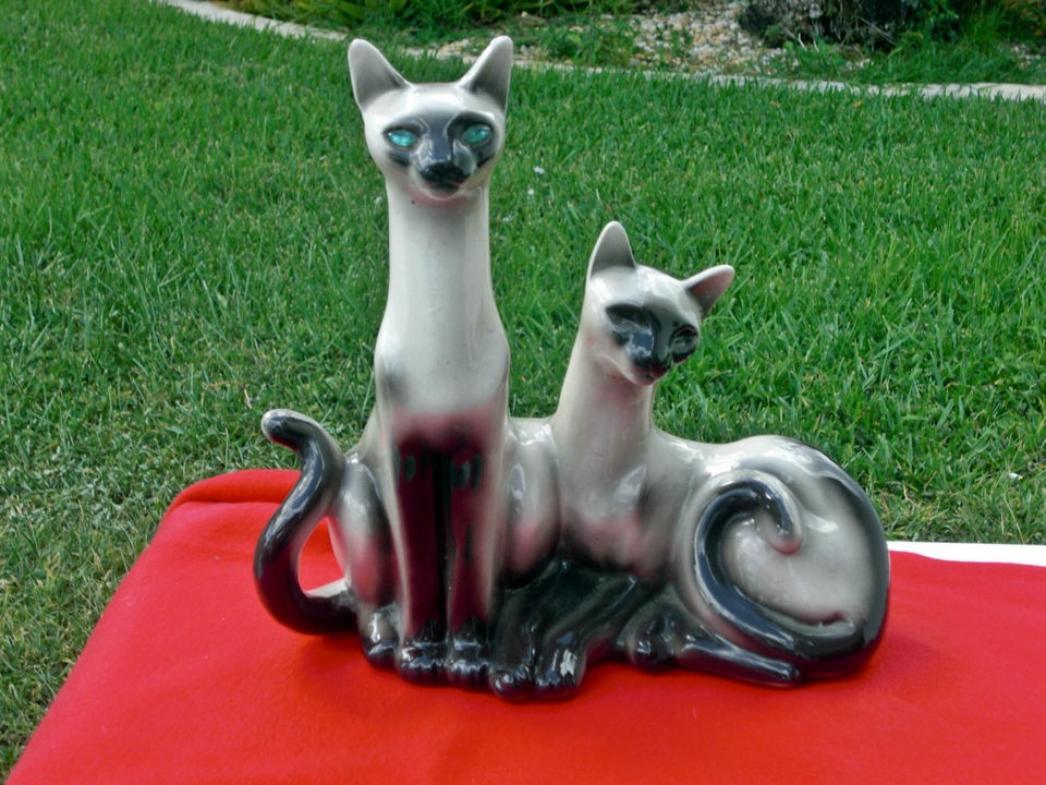 Vintage Mid century TV lamp siamese cats 50s