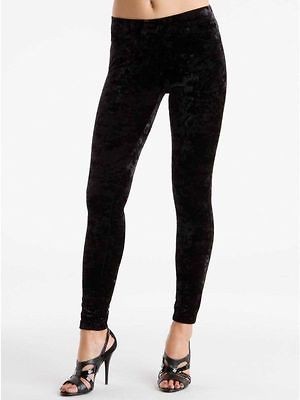 79 GUESS VALERY VELVET LEGGINGS, SIZE XS, BLACK