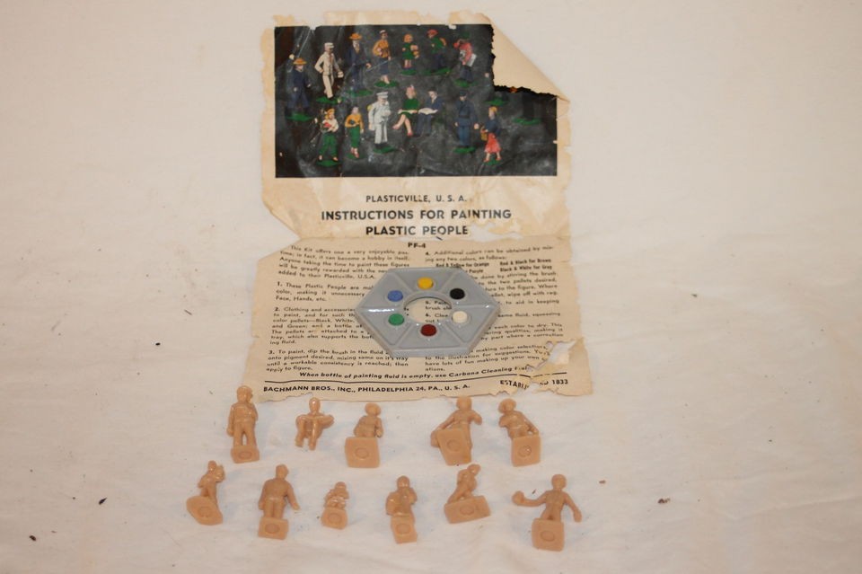   Plasticville People Painting Set w/ Instructions, Paint & 11 Figures