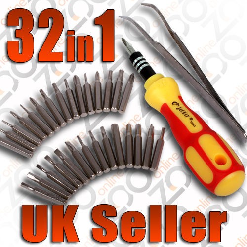 32 IN 1 PRECISION SCREW DRIVER / TWEEZERS REPAIR KIT TOOL SET FOR PC 