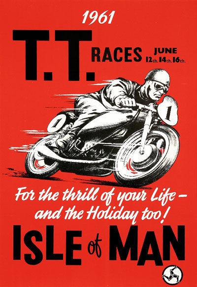 AD71 Vintage 1960s Isle Of Man TT Motorbike Racing Poster Print A2 