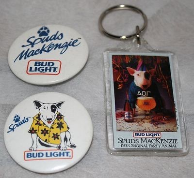 Newly listed ORIGINAL 1980s Anheuser Busch BUD LIGHT SPUDS MACKENZIE 