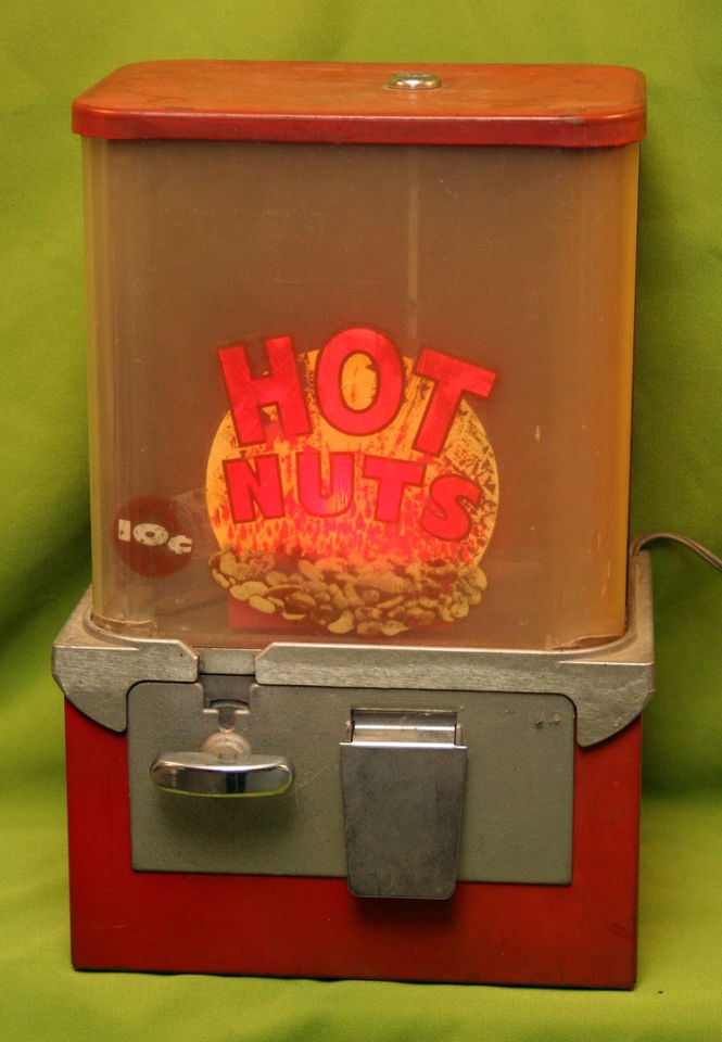 Vintage Antique Peanut Vending Machine Hot Nuts Lighted 10 cent 