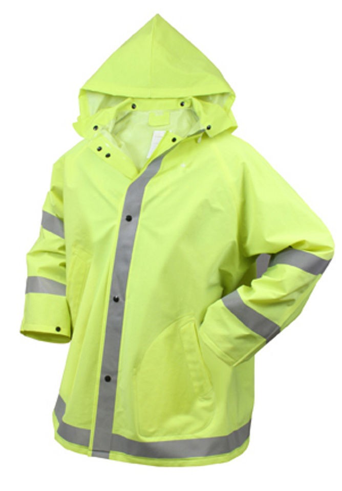 SAFETY GREEN REFLECTIVE RAIN JACKET SM 3XL AVAILABLE