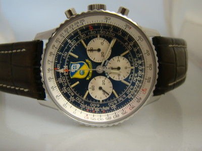 MENS BREITLING STEEL BLUE ANGELS NAVITIMER MECANIQUE