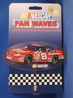   EARNHARDT JR. #8 BUD FAN WAVER SUCTION CUP MOUNTED WINDOW SIGN NEW