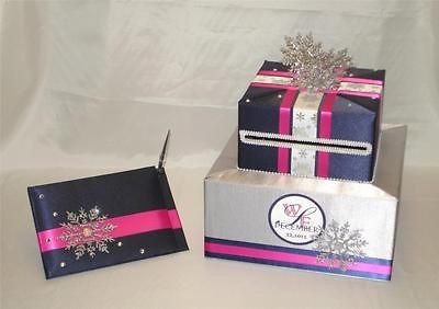 Elegant Custom Made Wedding Card Box Guest Book/Pen set WINTER theme