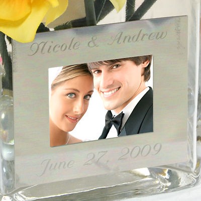 Square Glass Vase with Photo Frame Wedding Favor