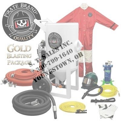 Sandblasting Package 6.5 cft Pot Hose #5 Nozzle Trigger Suit Gloves 