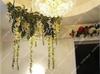 2X White Artificial Silk Wisteria Fake Flower Vine Wedding Decor 