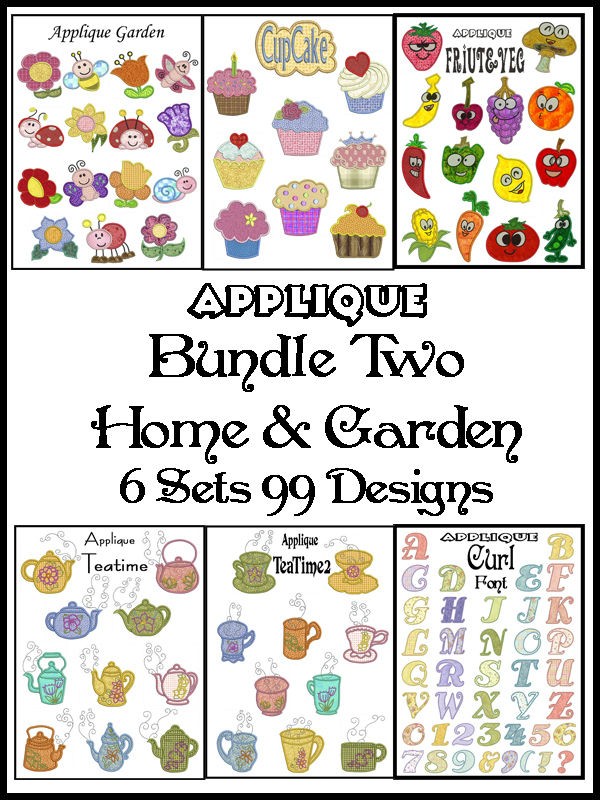 BUNDLE PACK 2 HOME & GARDEN * Machine Applique Embroidery * 6 Sets 