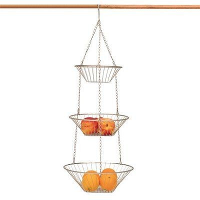 TIER WIRE nickel HANGING fruit veg Basket KITCHEN NU