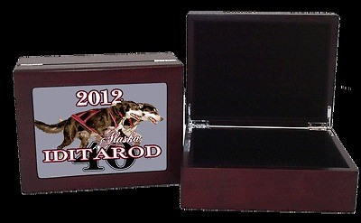 Iditarod 2012 Wooden Accessories Box with Ceramic Inlaid Tile