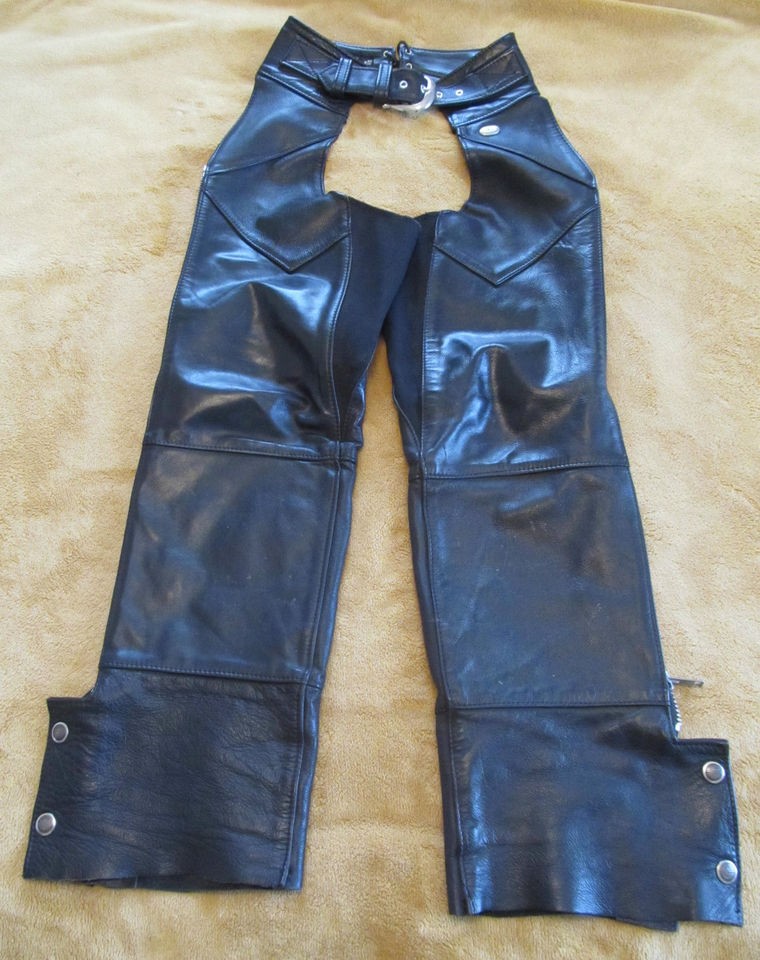 Womens HARLEY DAVIDSO​N black leather CHAPS   XS