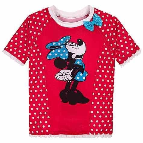   Mouse Glittering Polka Dot Girls Swim Shirt Rash Guard XXS XS S M