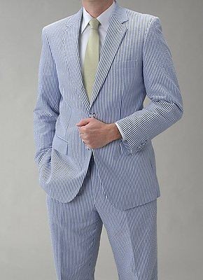 MENS PURLE SEERSUCKER 2 BUTTON NOTCH LAPEL SINGLE PLEAT SUIT